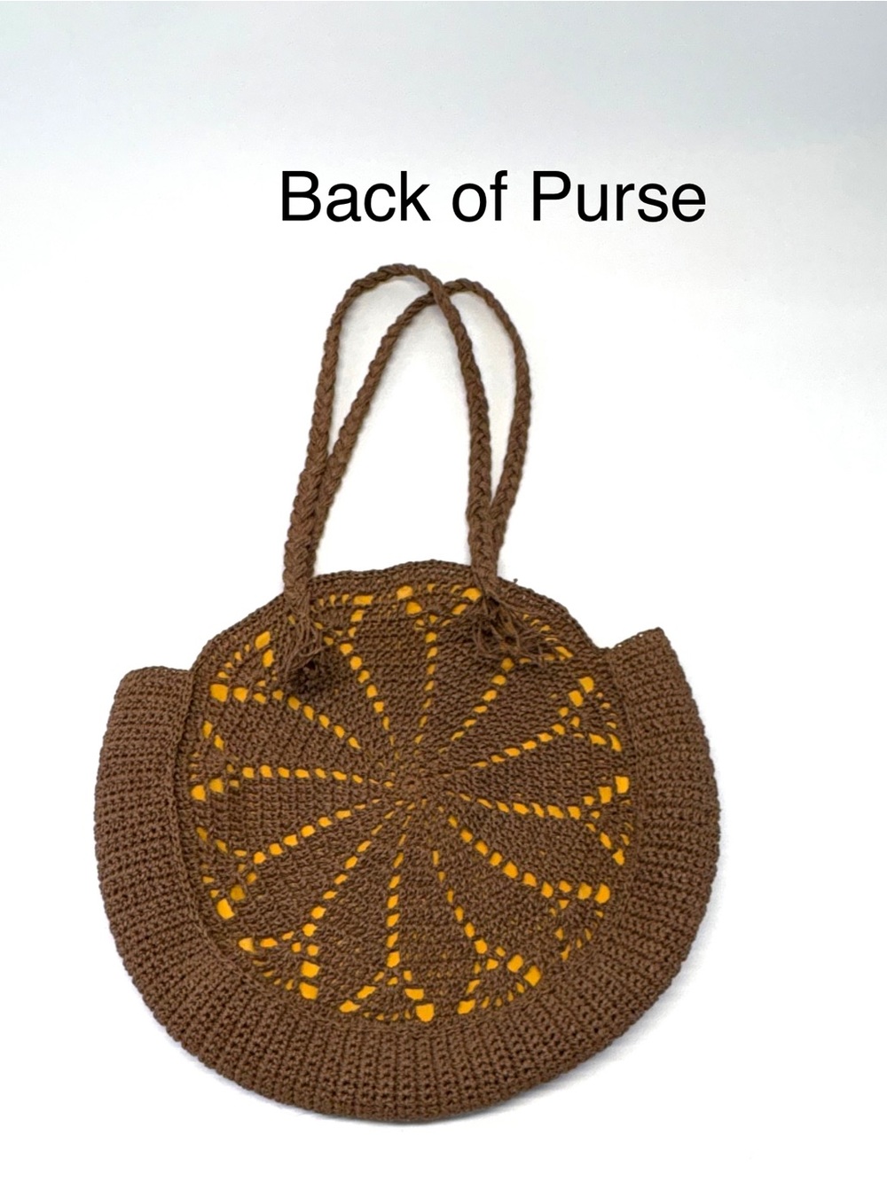 Vintage Sturdy Circular Macrame Crochet Shoulder Bag Sunburst Motif Large - Picture 2 of 7